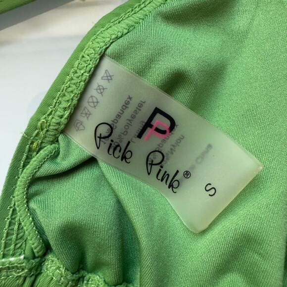 Pink Pink sz S Green Tie String Bikini Swimsuit Set Y2K Micro Swim - Picture 4 of 8